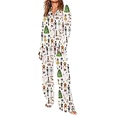 Pajamas for Women Set Long Sleeve Button Down Shirt And Pajama Pants Funny Satin Pjs Nightwear Sets XXS-XXXL