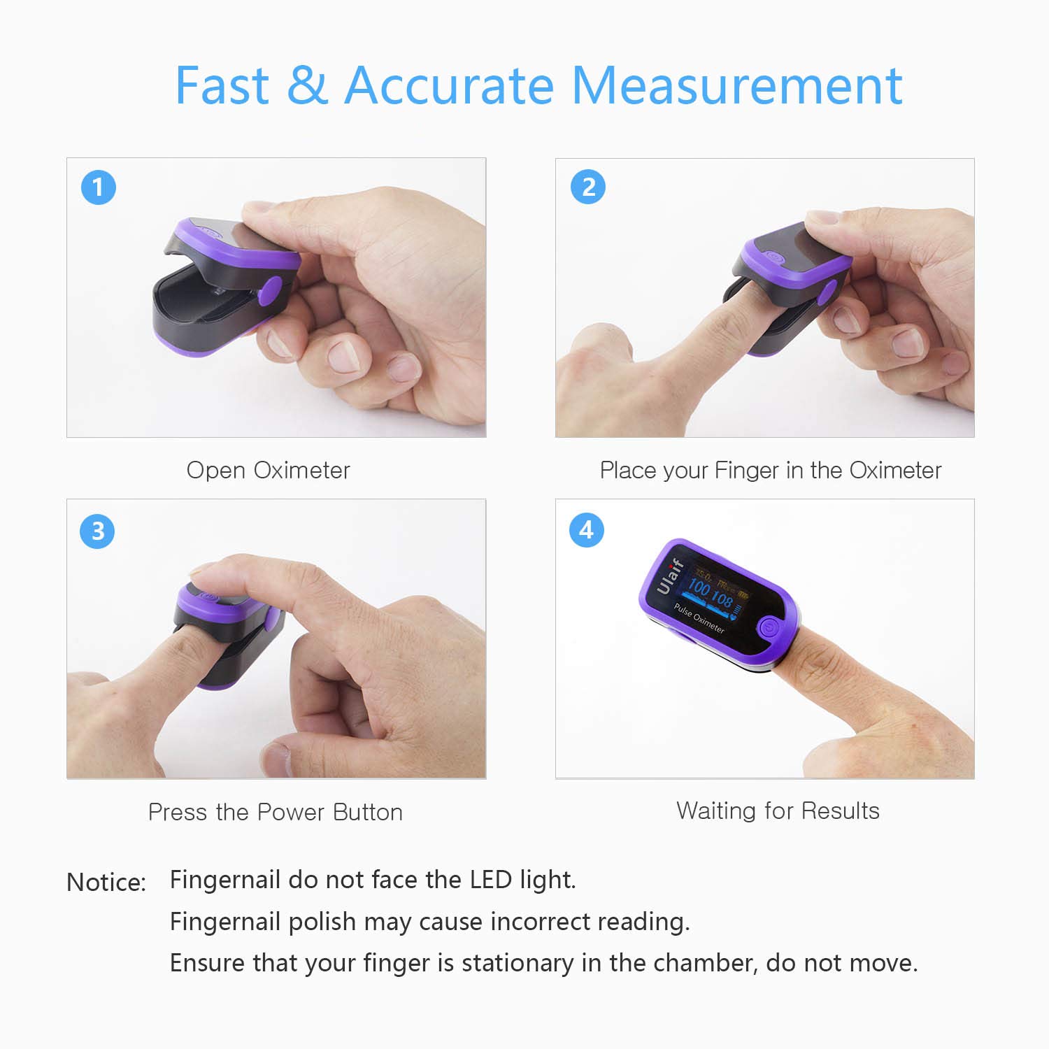 Ulaif Fingertip Pulse Oximeter, OLED Portable Oximetry Blood Oxygen