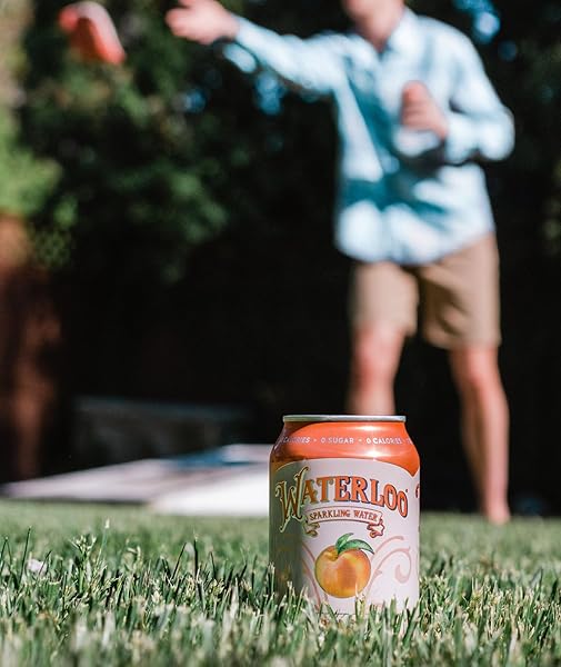 WATERLOO SPARKLING WATER, PEACH NATURALLY FLAVORED, 12 FL OZ CANS (PACK OF 12) – ZERO CALORIES AND ZERO SUGAR OR SWEETENERS