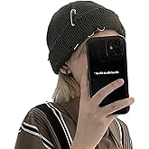 TYHOTULY Gothic Beanie Hats for Women Men Winter Y2k Metal Rings Knit Skull Cap Emo Grunge Punk Streetwear Trendy Accessories