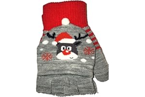 ThatsRad Christmas Fingerless Winter Gloves Mittens Elf Reindeer Santa