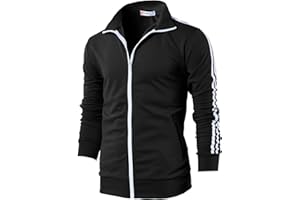 H2H Mens Active Slim Fit Track Lightweight Jacket Zip-up Long Sleeve