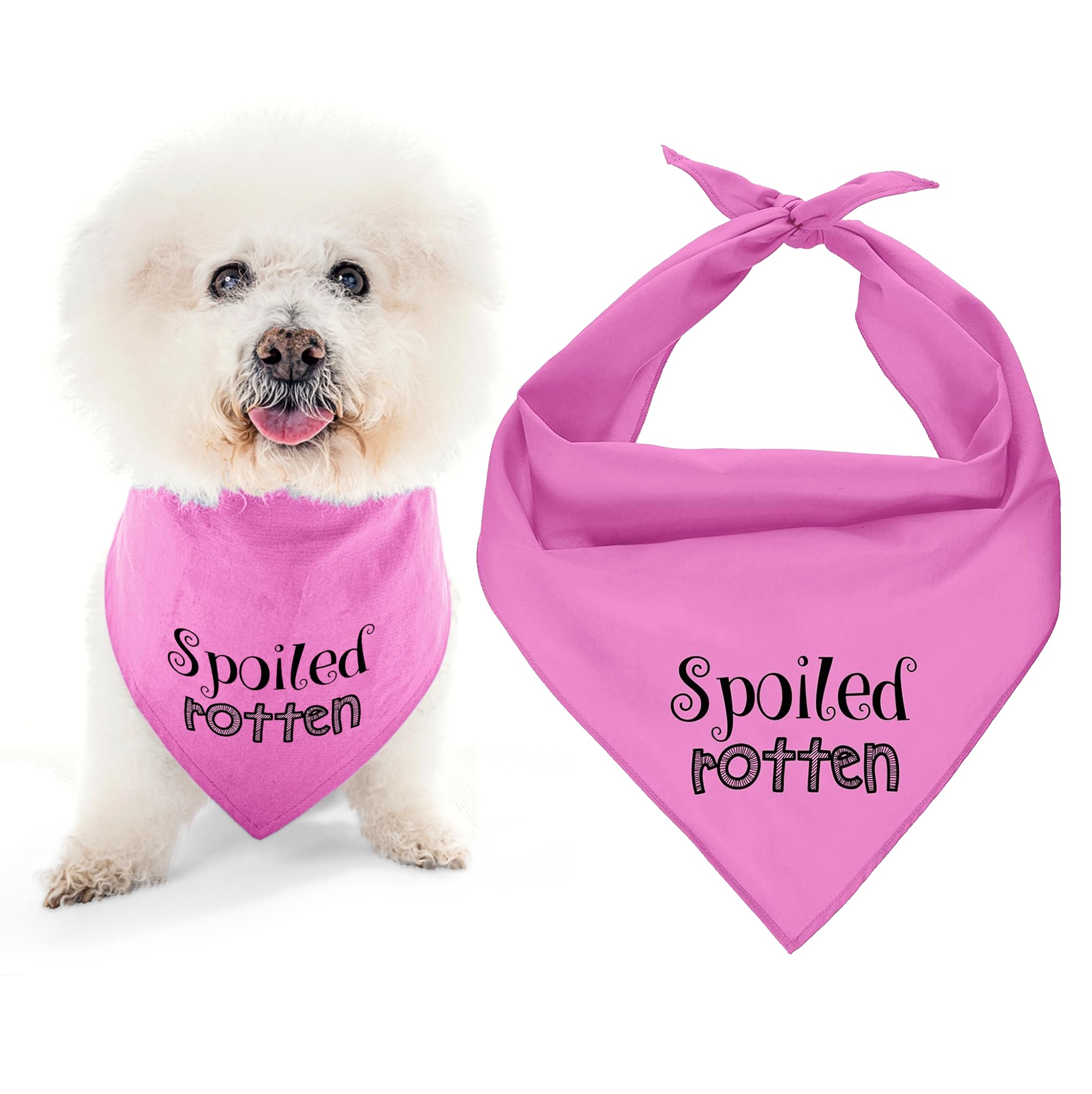 Parisian Pet Dog Bandana for Dogs and Cats - Dog Bandanas Large and Small Kerchief Scarfs - Dog Bandanas Spoiled Rotten