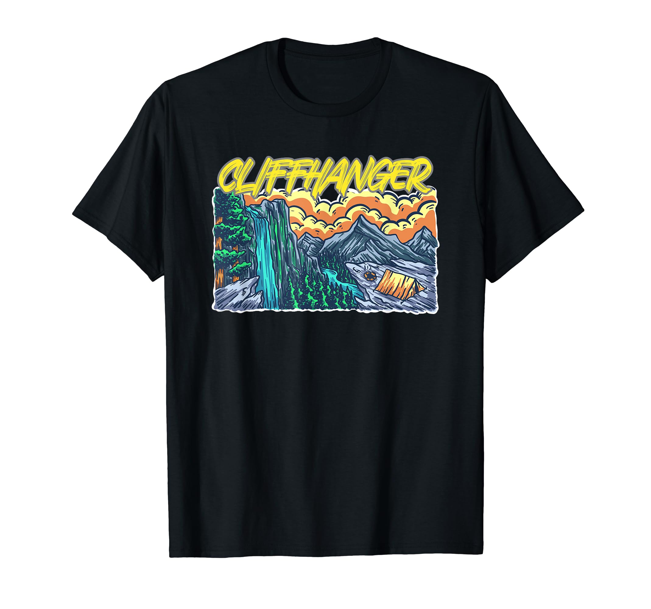 Cliffhanger Hiking Fishing Tent Camping Nature Lover T-Shirt