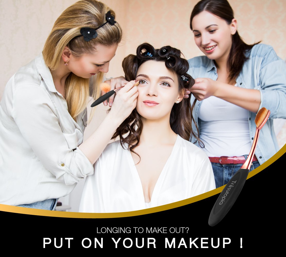 Trèsutopia Lacaresse ovales Make-up Pinsel Set, 10-teilig, Make-up Bürsten, Kosmetik Pinsel, Schminkenpinsel für Foundation, Eyeliner, Lidschatten, Puder, Concealer, Augenbrauen