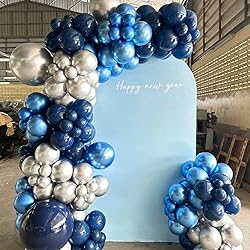 Awenztech Metallic Blue Balloons 12 inch, Chrome