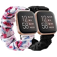 IEOVIEE Scrunchie Bands Compatible for Fitbit Versa 2 / Versa/Versa Lite/Versa SE, Soft Cloth Fabric Wristband Bracelet…