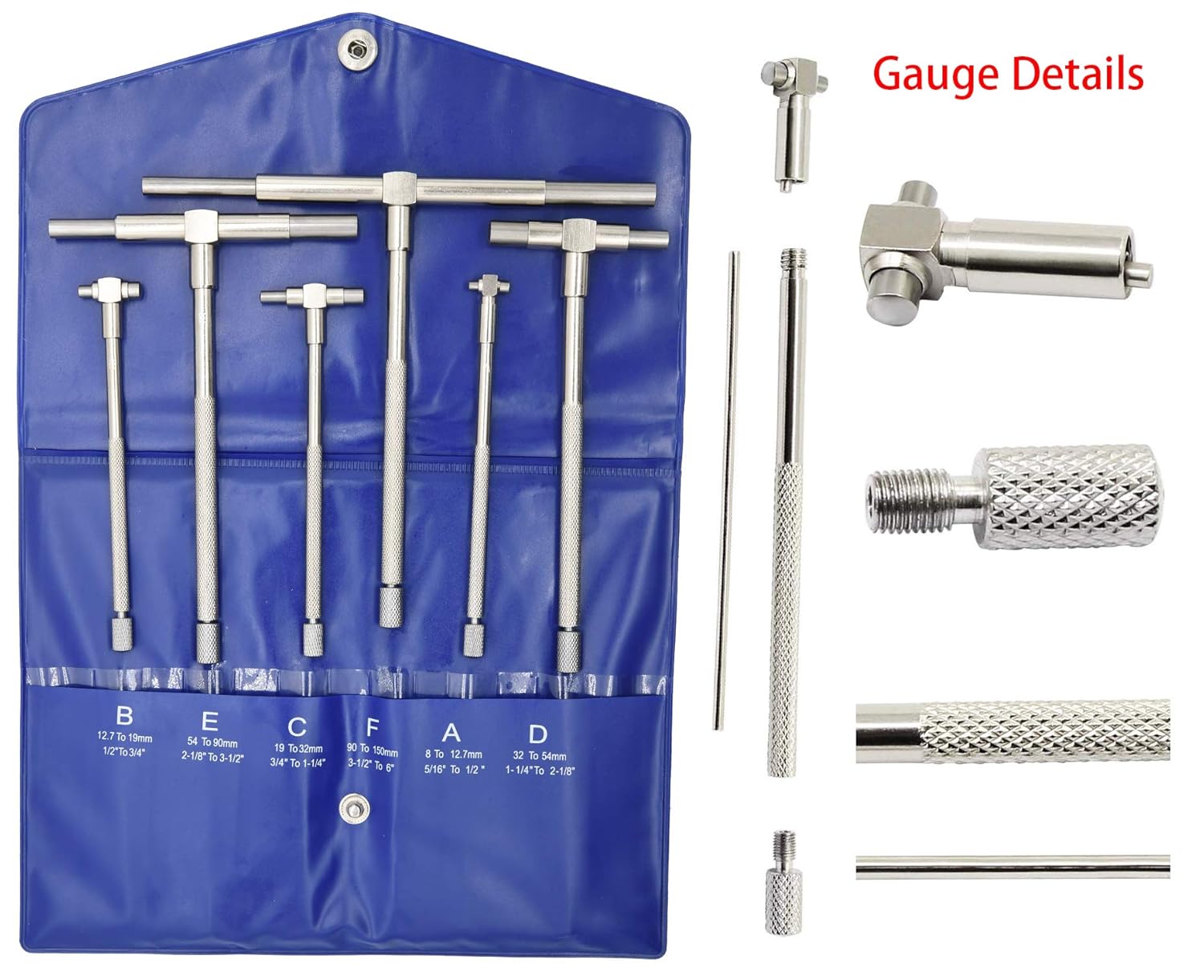 Telescoping Gauge Gage Set Tools 6 Pcs 5/166 Range Micrometer Precision TBore Hole Gauge