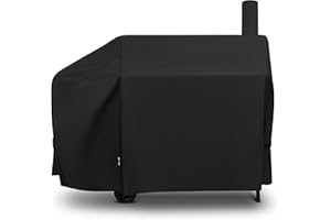 Unicook Offset Smoker Cover 60 Inch, Outdoor Heavy Duty Waterproof Charcoal BBQ Grill Cover, Fade Resistant, Compatible for Brinkmann, Char-Broil, Royal Gourmet and More, Black