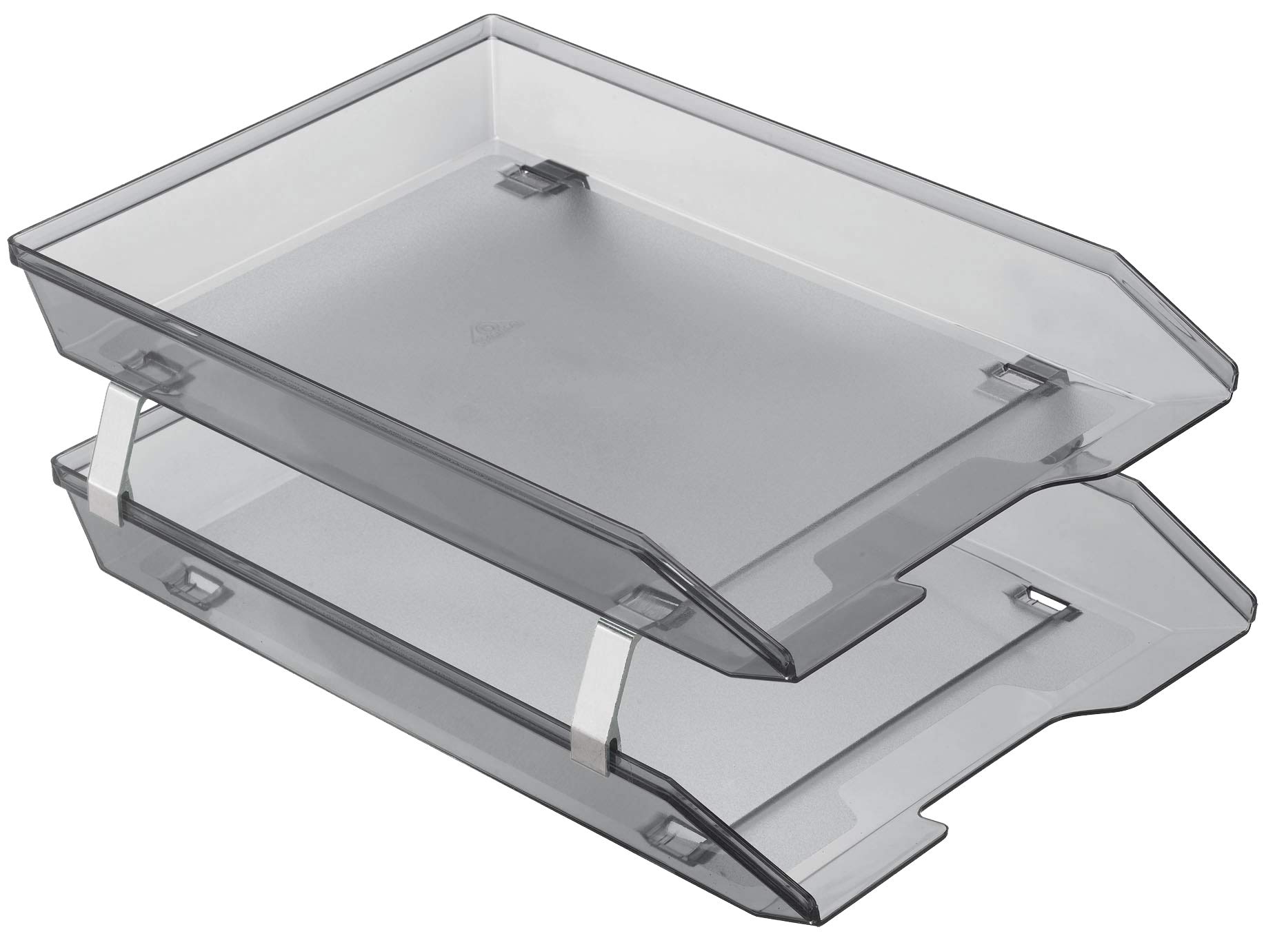 Acrimet Facility 2 Tier Letter Tray, Front Load, Letter Size/A4, Desktop File Organizer, Plastic (Clear Smoke Color)