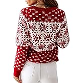 EXLURA Patterns Reindeer Ugly Christmas Crew Neck Long Sleeve Sweater Jumper Pullover Knitted Printed Tops