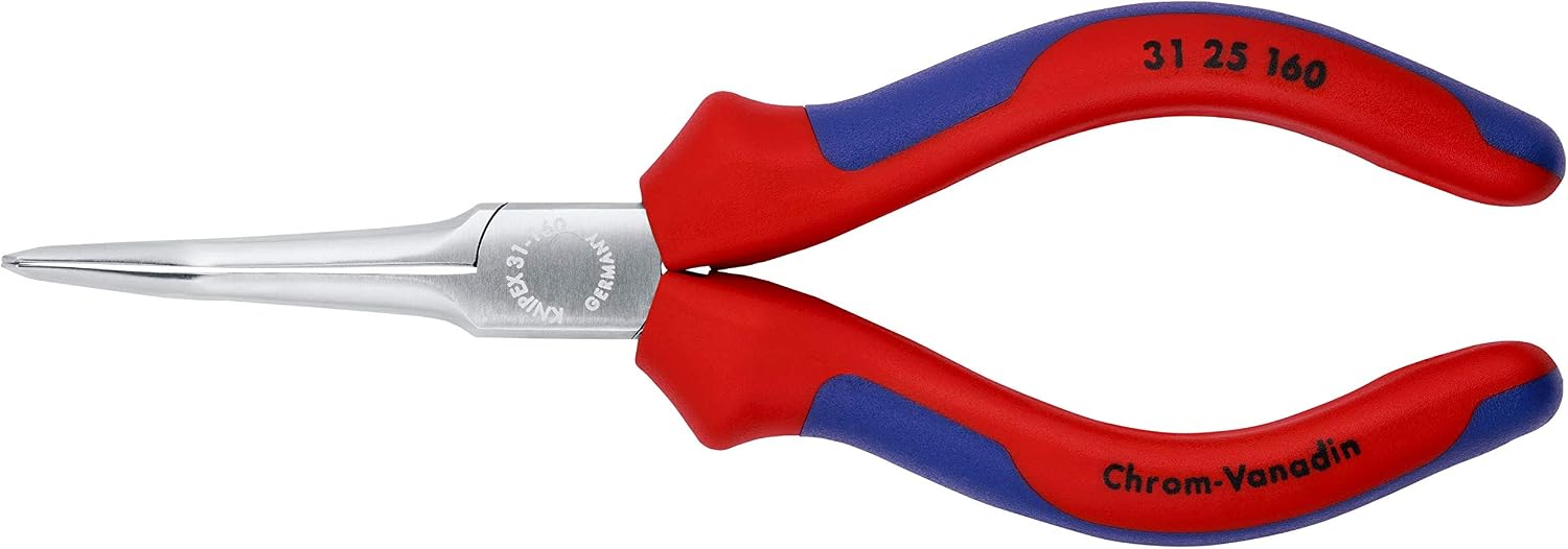 KNIPEX Flat Nose Pliers (Needle-Nose Pliers) Chrome-Plated with Multi-Component Handles 160 mm, 31 25 160 - Image 4