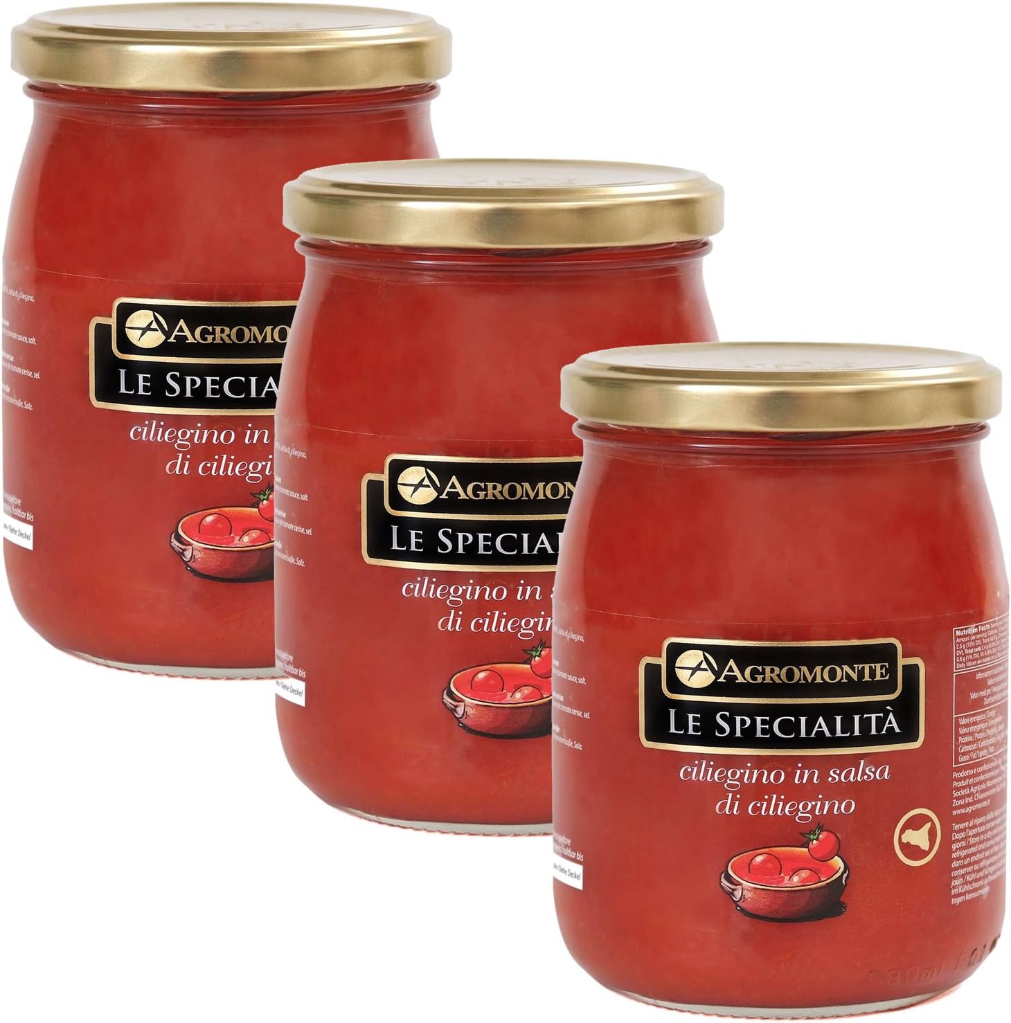 Agromonte Authentic Italian Cherry Tomatoes in Cherry Tomato Sauce Certified Kosher 19.75 oz 3 pack