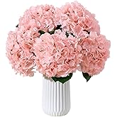 IUKnot 8Pcs Blush Fake Flowers Silk Hydrangea Artificial Flowers Bouquets Faux Hydrangea Stems for Home Table Centerpieces Wedding Party Decoration