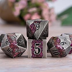 Metal DND Polyhedral Dice,Large Stripe Glitter
