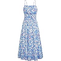 ZAFUL Womens Summer Mini Dress 2025 Spaghetti Strap Square Neck Sleeveless  Smocked Tiered Cute Floral Flowy Sundresses, Blue, Small at Amazon Women's  Clothing store