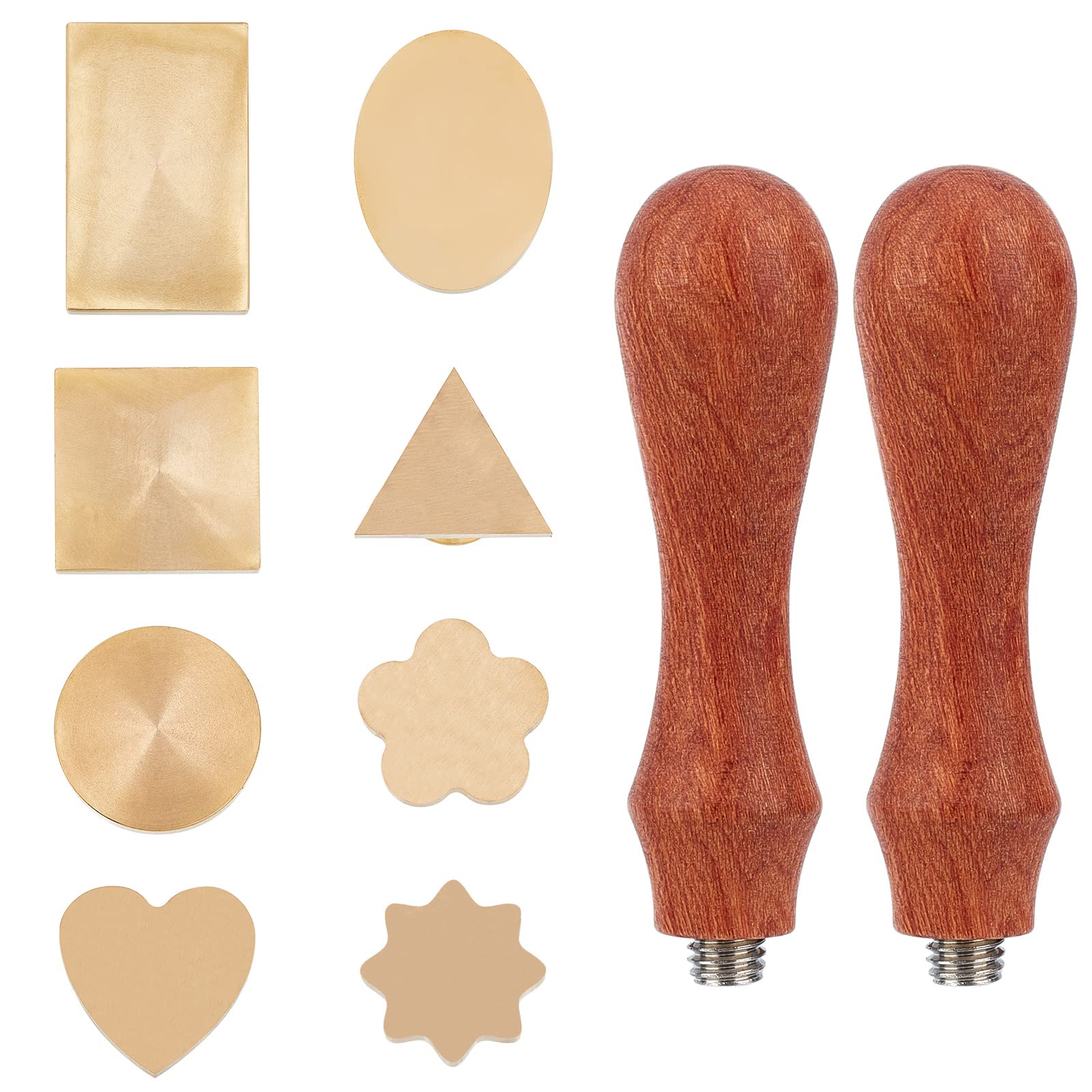 CRASPIRE Blank Wax Seal Stamp 8 Shapes Removable Brass Seal Heads with 2PCS Wood Handles for Sealing Stamp Envelopes Gifts Cards Wedding Invitations