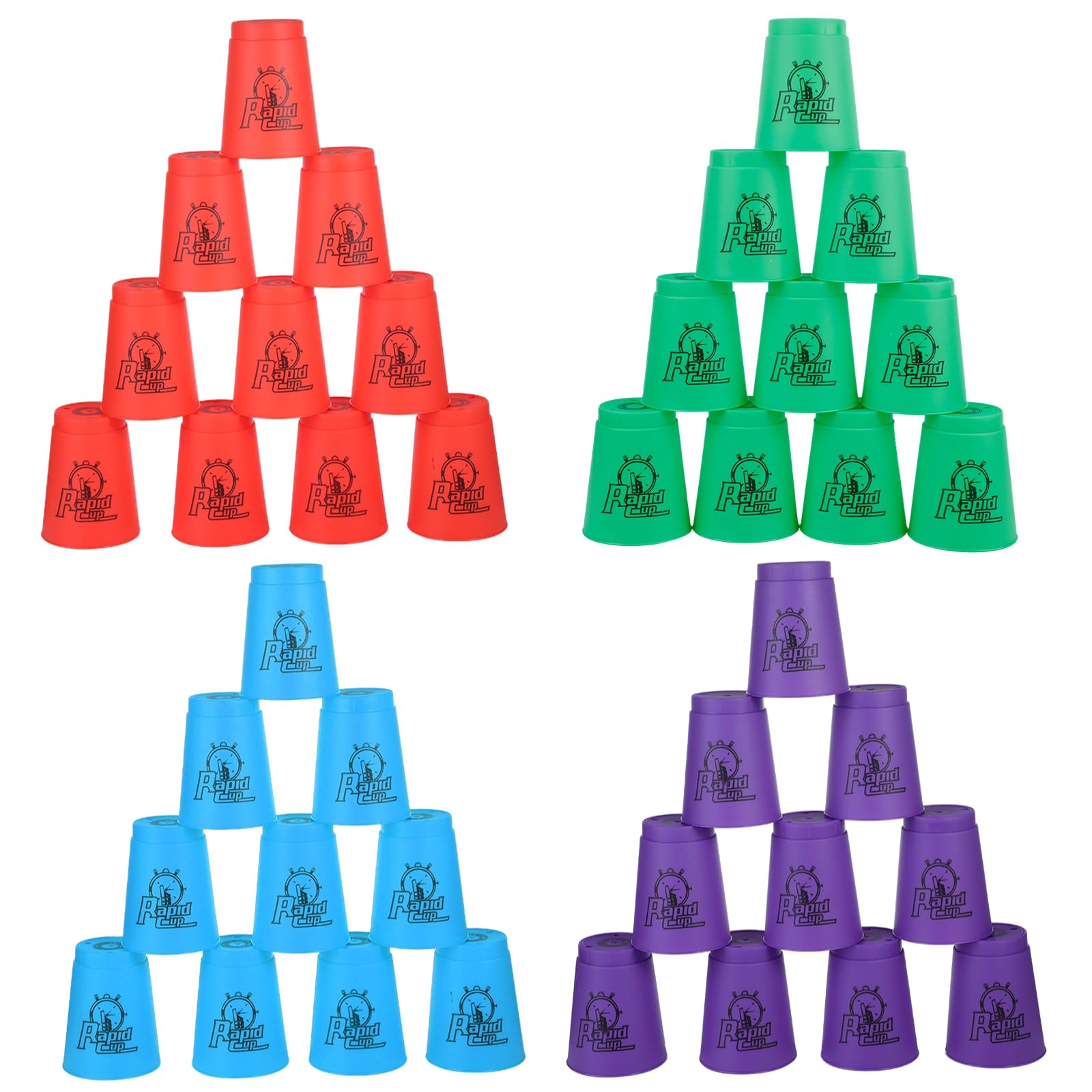 yeesport Sport Stacking Cups, 48pcs Sports Stacking Cups Sport Training Games for Travel Party Challenge Competition Gift for Kids and Adults (Blue+Green+Red+Purple)
