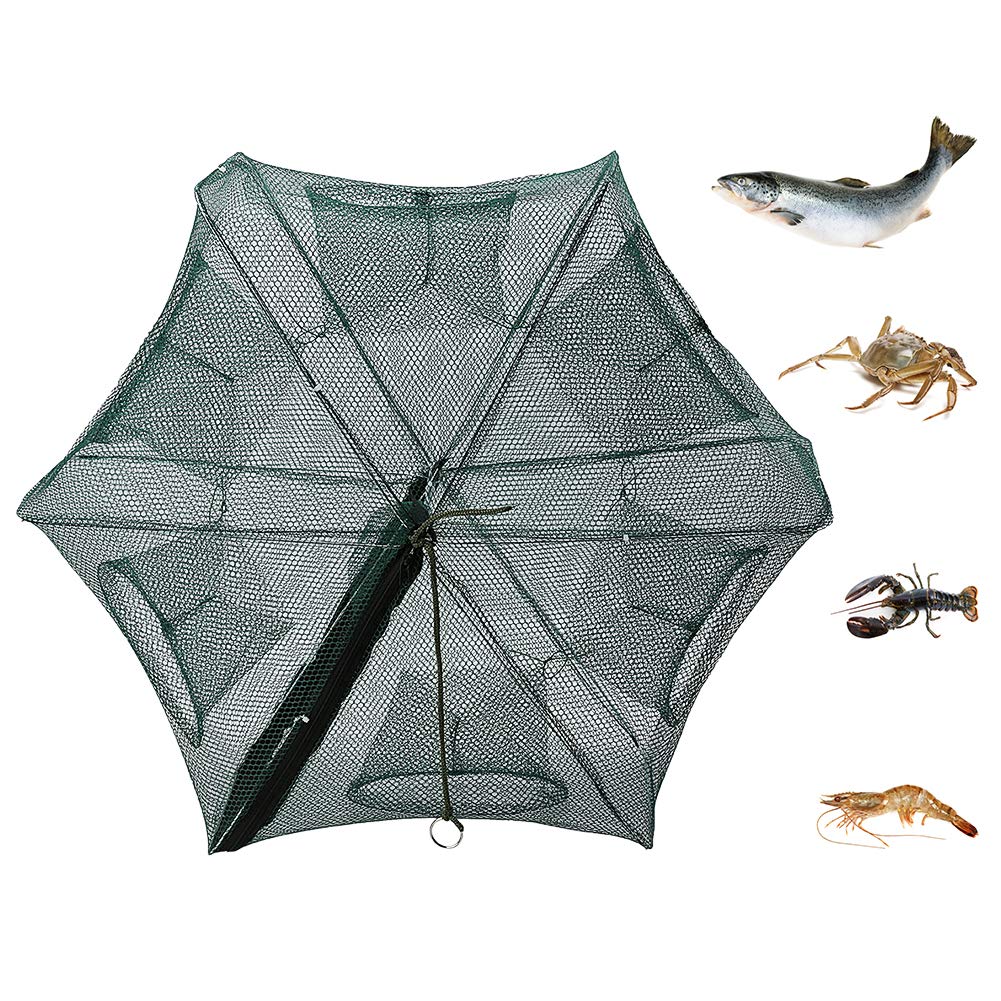 6 Hole Fishing Mesh Fishing Trap Net Foldable Nylon Crab Fishing Net Shrimp Net Hand Casting Bait Traps Fish Cage Crayfish