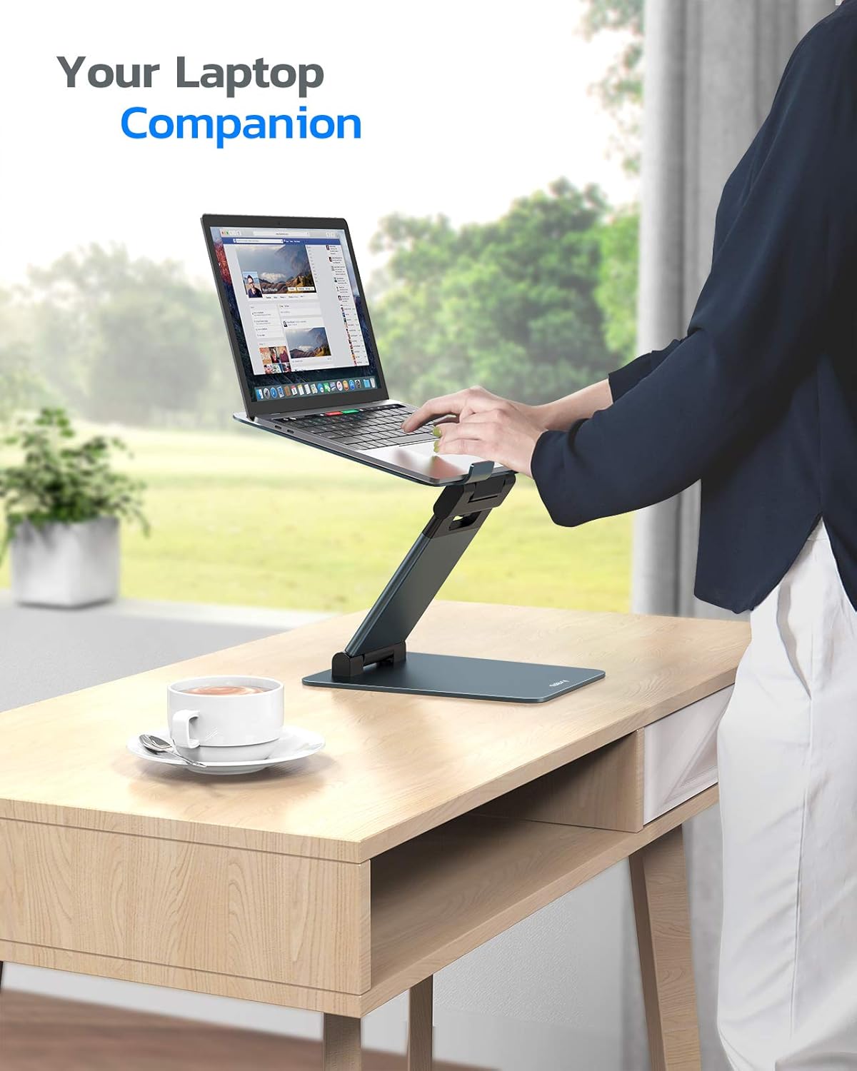 Nulaxy Laptop Stand for Desk, Ergonomic MacBook Stand and Portable Laptop Riser, Adjustable Height up to 21", Compatible with MacBook, All Laptops 10-17" - Space Grey: Office Products