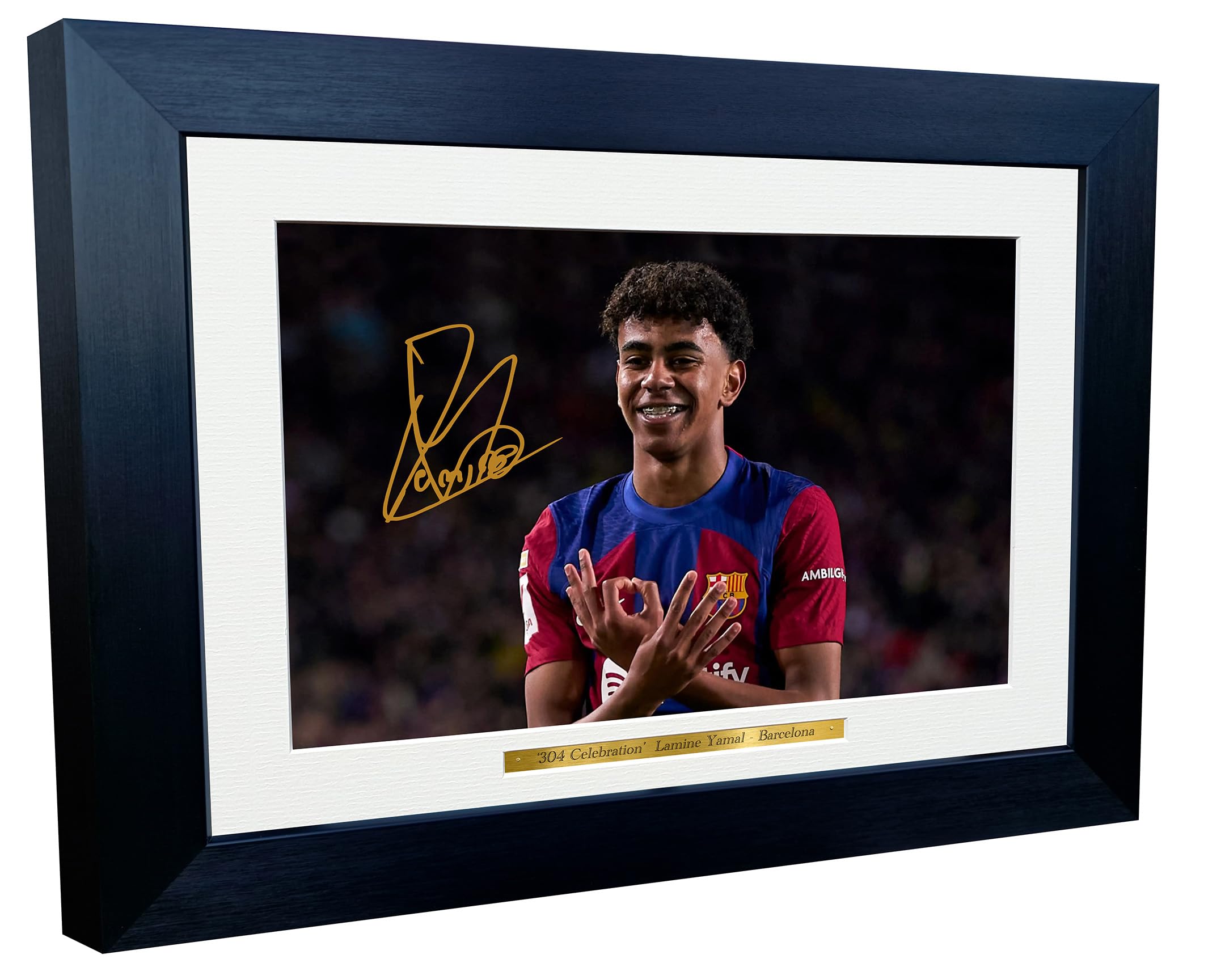 Kitbags & Lockers 12x8 A4 Signed Lamine Yamal Barcelona 304 Celebration Spain Autographed Autograph Signed Signature Photograph Photo Picture Frame Football Soccer Poster Gift 1