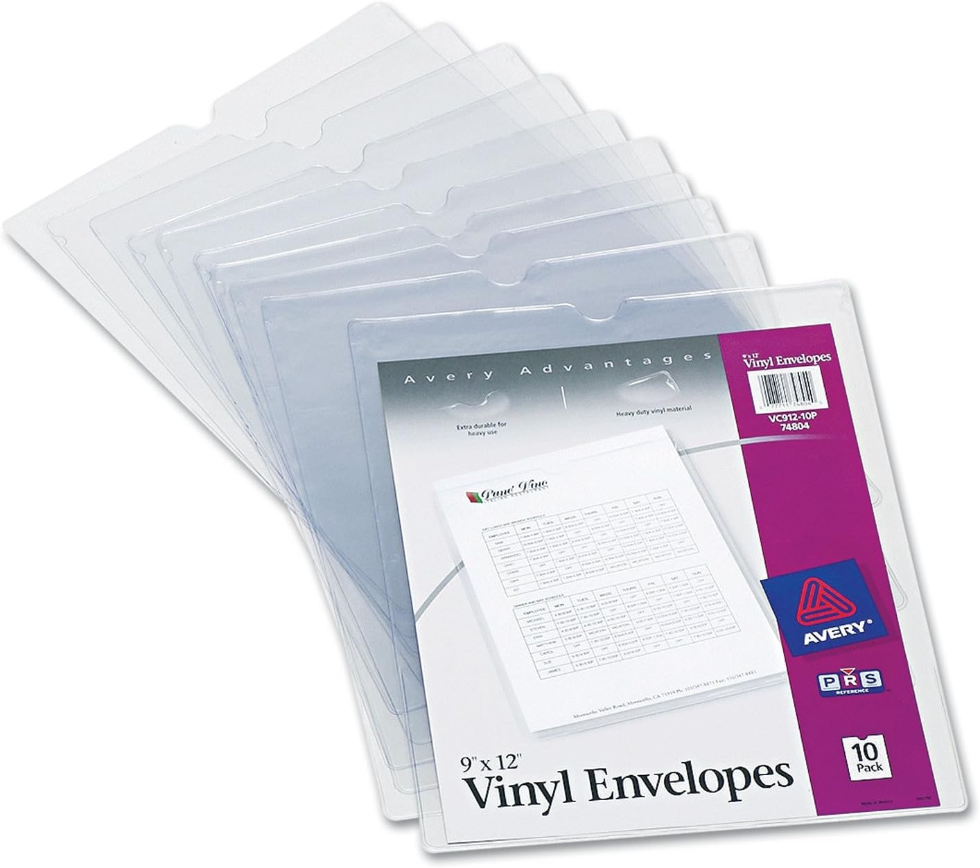 TopLoad Clear Vinyl Envelopes w/Thumb Notch, 9 x 12 Insert Size, 10
