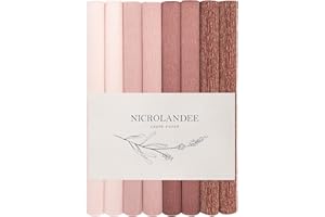 NICROLANDEE 8 Rolls Premium Crepe Papers for Wedding Birthday, DIY Flower Making Crepe Papers, Wrapping Flowers Gifts Packing