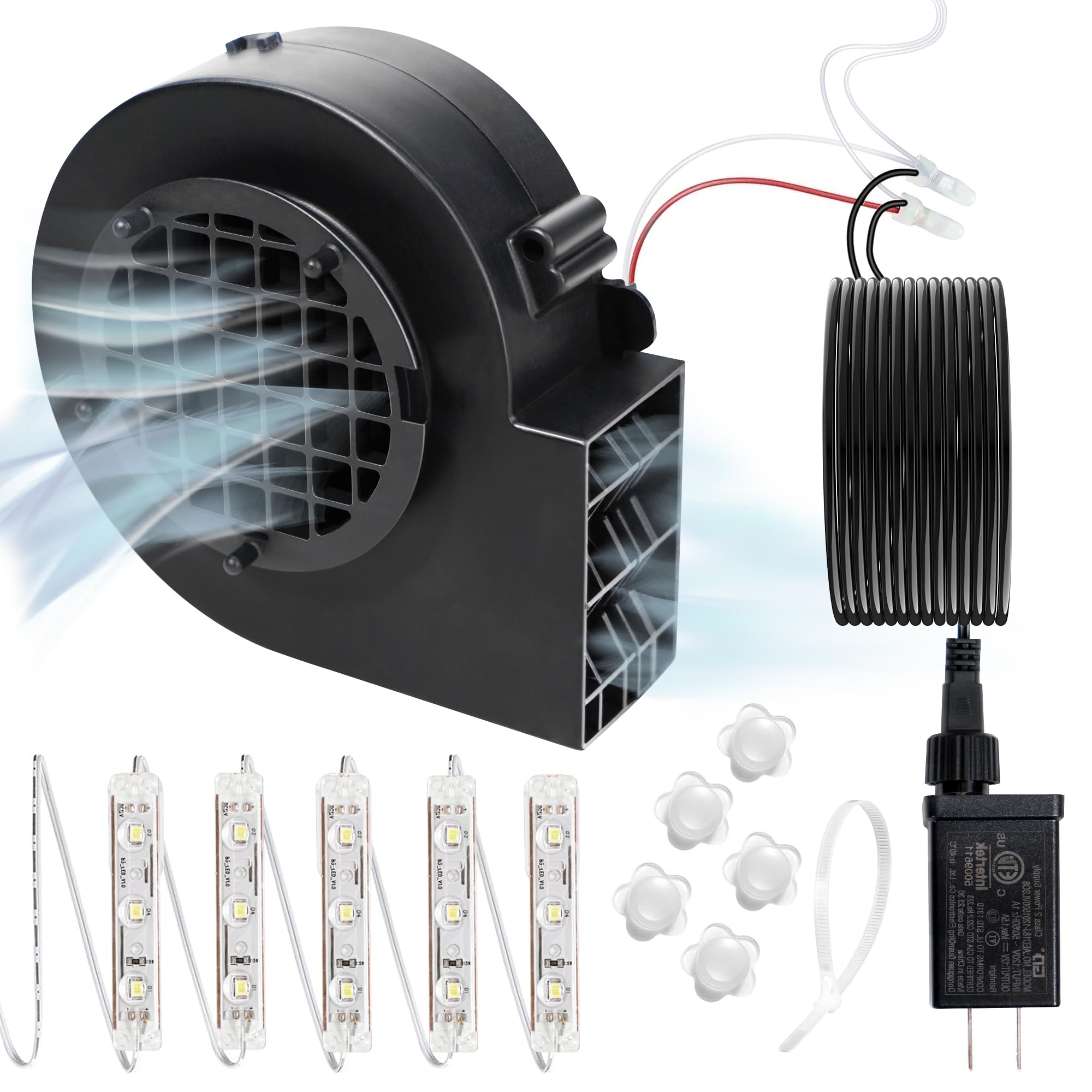 Photo 1 of Replacement 1A Blower for Christmas Inflatables, 1.25A Adapter for Christmas Yard Inflatable Blow Up Outdoor Holiday Yard Inflatables Decorations Replacement Fan Blower, Adapter, 5 LEDs Bulbs Set