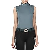 GemRebel Sleeveless Rider Top with Lace Accent Women's Horse Riding Shirts w/Keyhole Opening No Zipper Equestrian Shirt