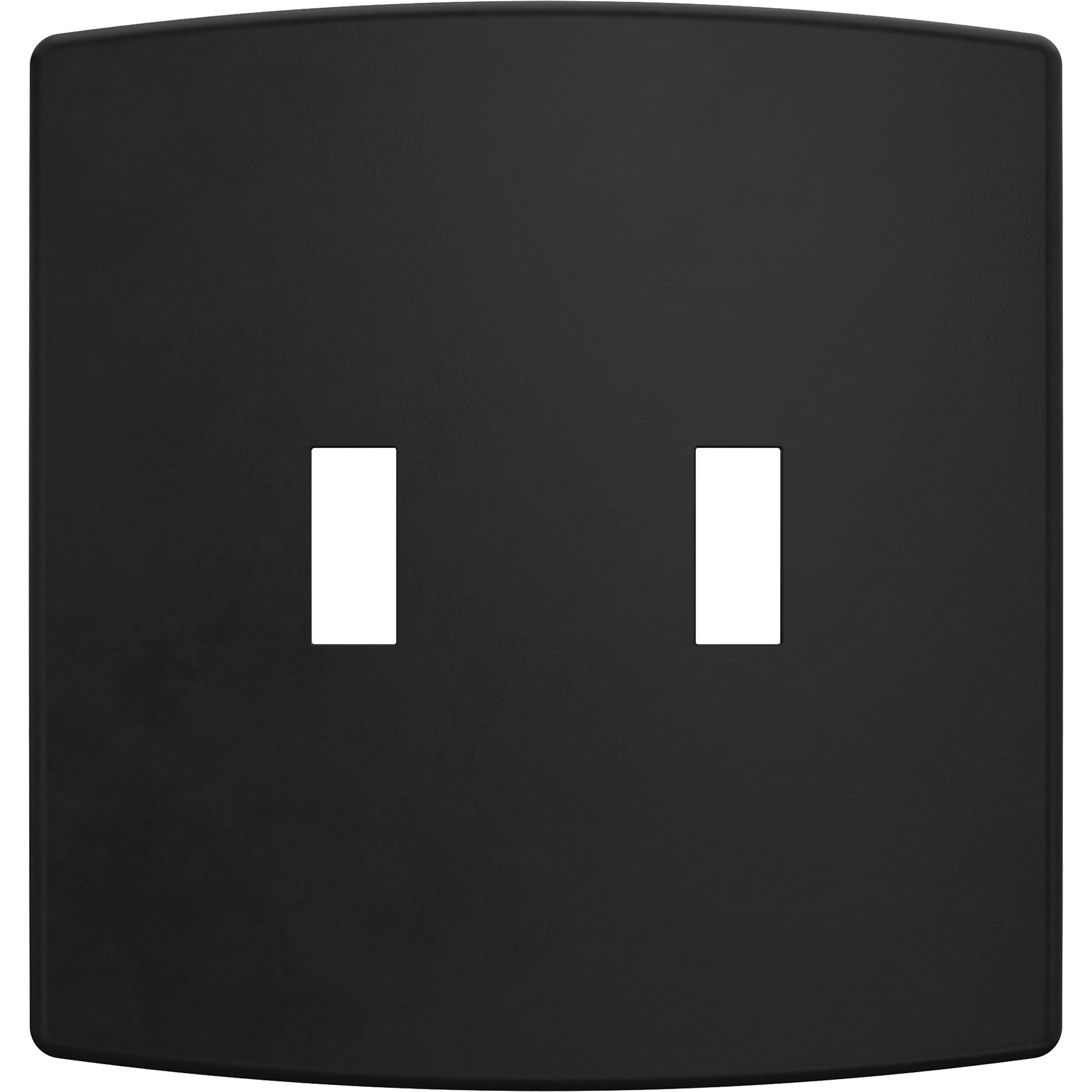 Photo 1 of Franklin Brass Soft Modern (3-Pack) Decorative Light Switch Cover Matte Black 2-Gang Wall Plate Double Switch/Toggle Plate Covers Electrical Outlet Covers W42468K-FB-CP