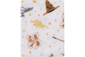 NOJO Warner Brothers Harry Potter White, Gold, and Tan Super Soft Plush Baby Blanket