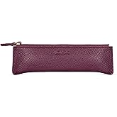 Londo Genuine Leather Pen Case with Zipper Closure, Pencil Pouch Stationery Bag