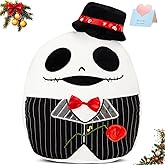Glow Guards 12'' Skeleton Plush Pillow, Nightmare Xmas Plushie Toy, Skull Stuffed Animal, Soft Squishy for Kids Adults Decoration