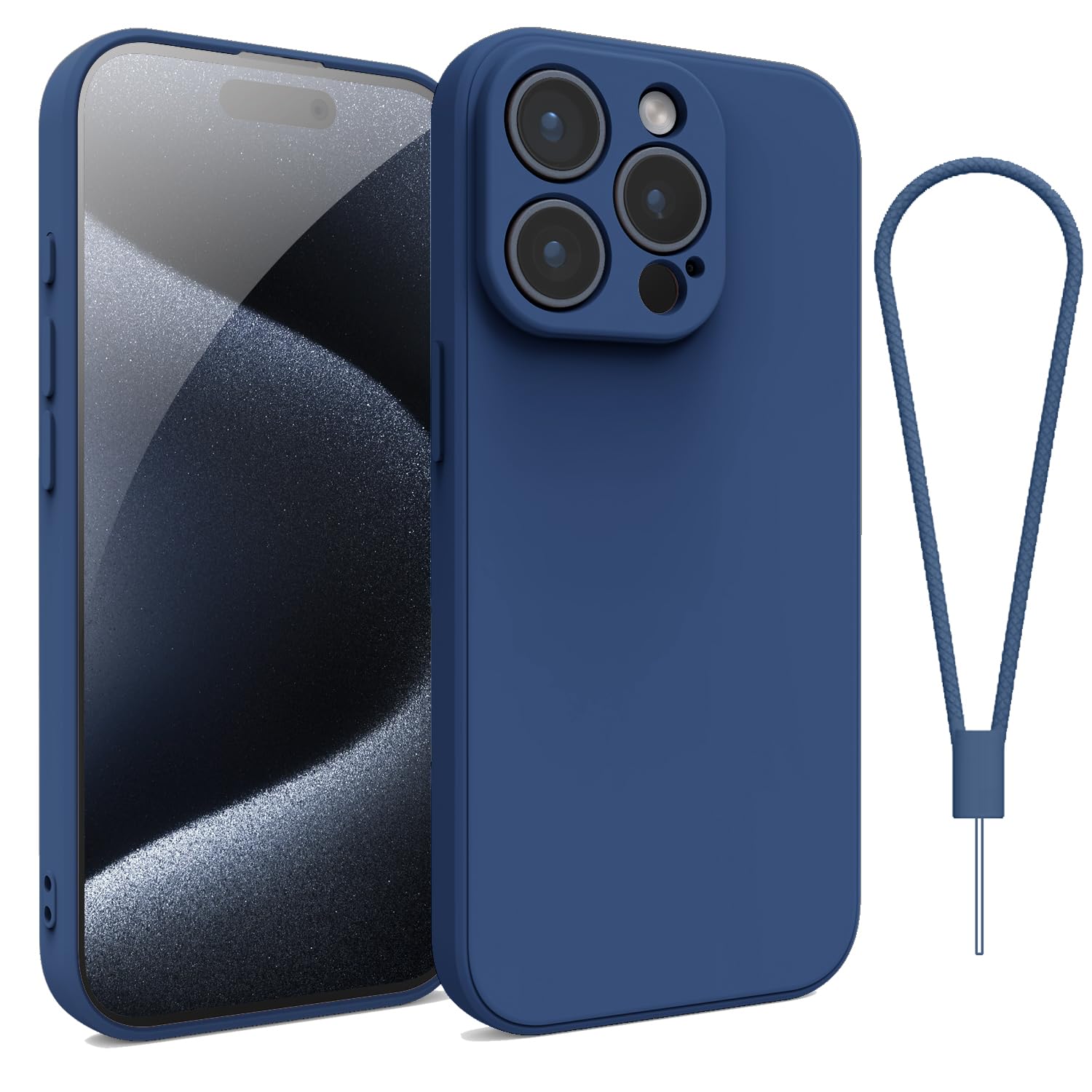 Andwing For iPhone 15 Pro Case,Silicone Case Soft Ultra For iPhone 15 Pro Phone Case Slim Protective Shockproof Cover Scratch-Resistant Microfiber Lining, 6.1" Royal Blue — image 1