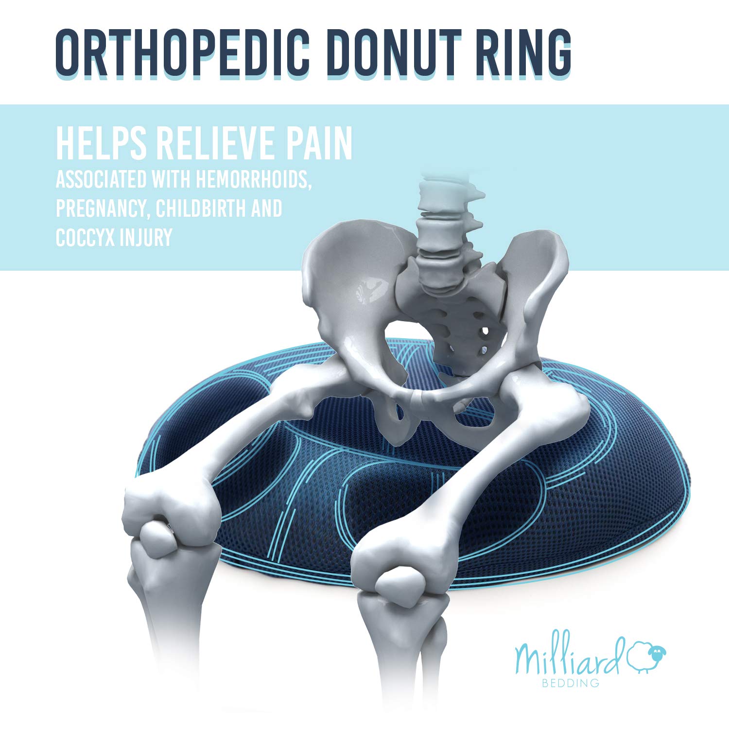 Milliard Foam Donut Pillow Orthopedic Ring Cushion With Removable