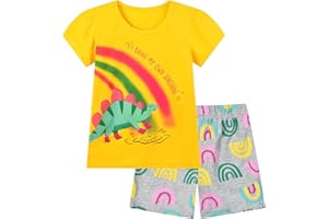 HILEELANG Toddler Girl Summer Easter Outfit Cotton Tops Tees Shorts Clothing Sets