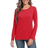 PRIMODA Women's Crew Neck Long Sleeve Shirts Basic Loose Fit Layering Tops