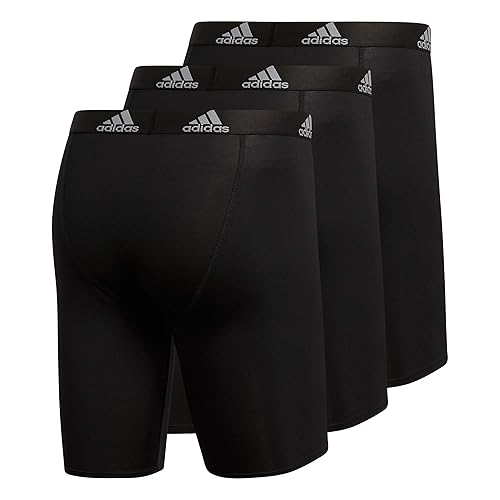 adidas Men's 3-Pack Long Boxer Brief, Black/Light Onix Grey