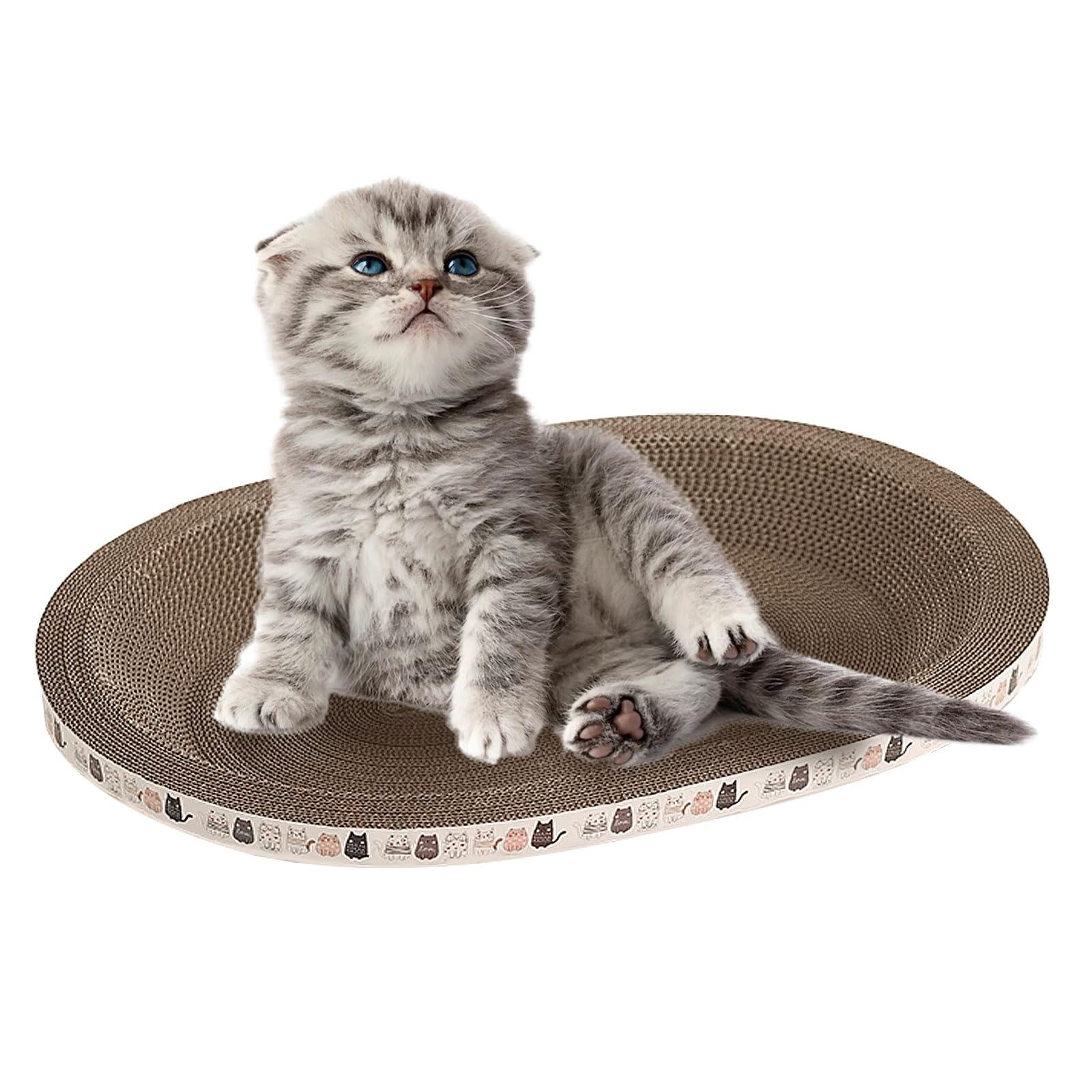 Cat Scratching Board – Oval Cardboard Cat Scratcher and Bed | 2-in-1 High-Density Cat Scratching Pad for Claw Sharpening, Resting, and Sleeping | for Kittens & Cats