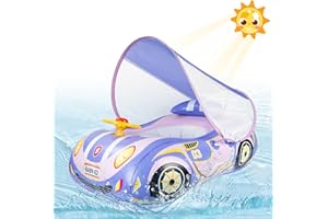 Baby Pool Float with Canopy: Baby Floaties for Infants Toddler 6-48 Months Qoosea Baby Swimming Floats with UPF50+ Sun Protec