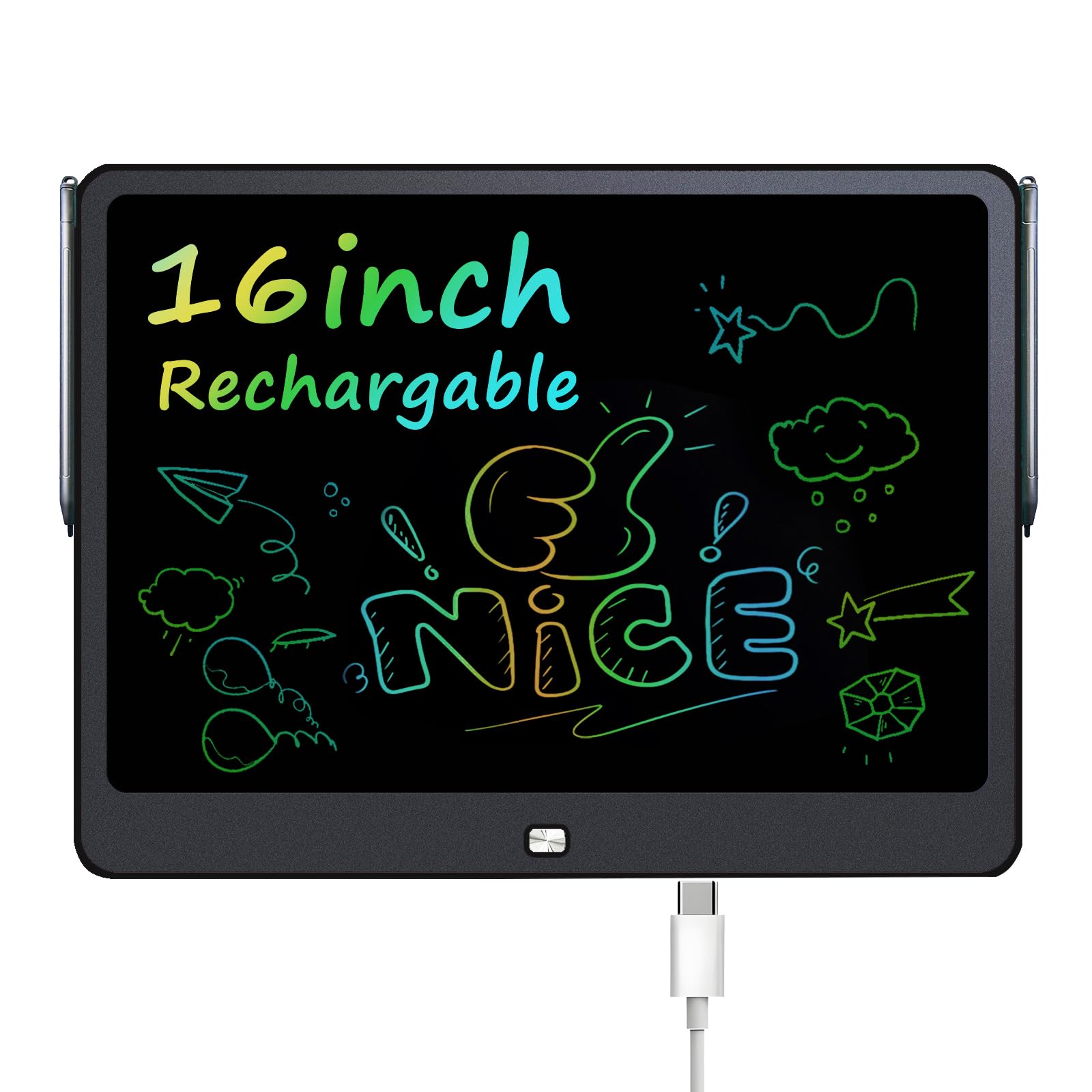 Photo 1 of Rechargeable 16 inch LCD Writing Tablet, Large Colorful Drawing Tablet, Doodle Board for Ages 3-12 Years Old Boys Girls, Electronic Drawing Pad for Kids, Gifts for Christmas & Birthday (Black)
