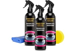 LOODION Peachloft Nano Car Scratch Repair Spray- Nano Car Scratch Remover Spray, Car Paint Scratch Repair with Wipe & Sponge (120ml/4.25fl.oz, Pack of 3)