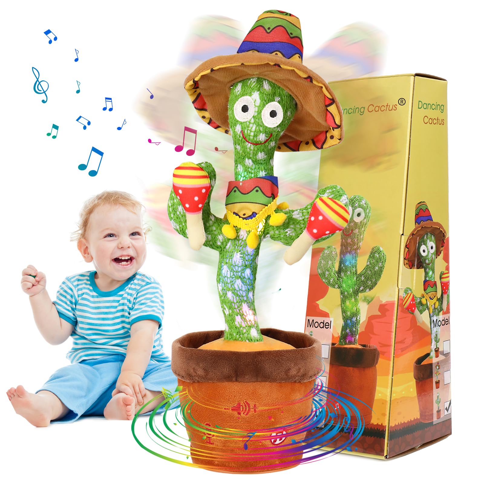 seOSTO Volume Control Talking Cactus Toy Recording Singing and Dancing Cactus Repeating Baby Toys for Baby Encourage Speech Toys, Birthday Gifts for Kids/Boys/Girls