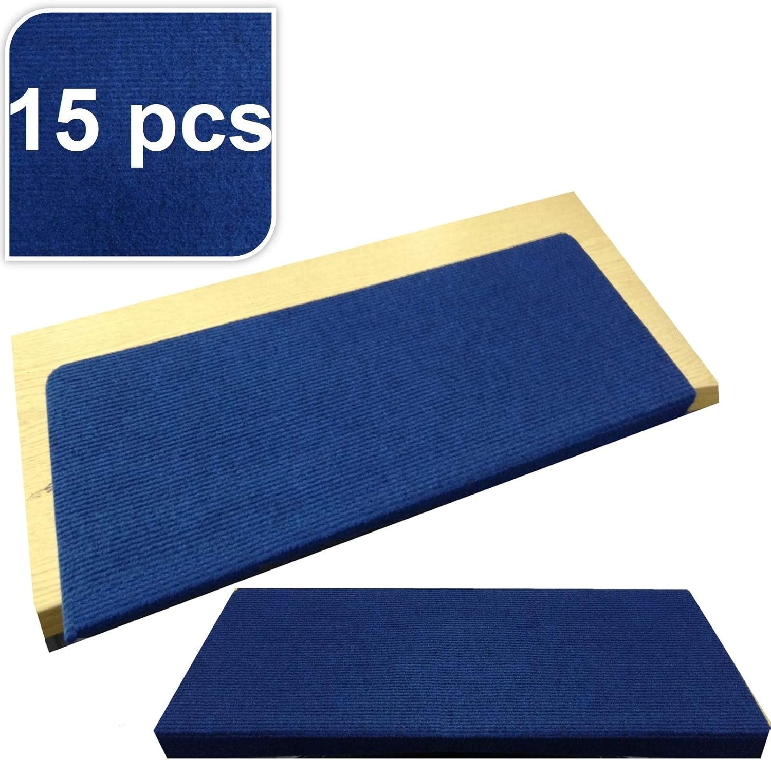 Gr8 Home Set of 15 Piece Non Slip Rectangular Carpet Stair Treads Mats