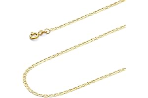 Wellingsale 14K Solid Gold Flat Mariner Chains (Select Options)