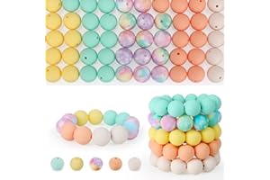 SALUOKE 100 Pcs 15mm Silicone Beads for Keychain Making, Pink Gream Silicone Beads Bulk Round Beads for Bracelets Pens Crafts