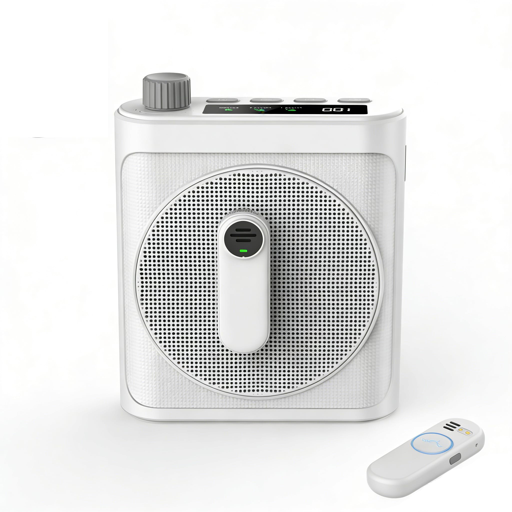 Photo 1 of 15W Wireless Voice Amplifier with 2 Magnetic Lavalier Mics & Noise Reduction - Bluetooth 5.3 PA System for Teachers, Tour Guide, Yoga - 15H Rechargeable Battery, Waist-Mount Design (White)