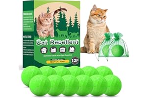 YERBAFI Natural Cat Repellent Balls (12 Pack) - Indoor & Outdoor Use, Cat Deterrent Outdoor to Keep Cats Away, Keep Cats Out of Yard Permanently, Essential Oil Repellent, Protect Furniture from Scratching