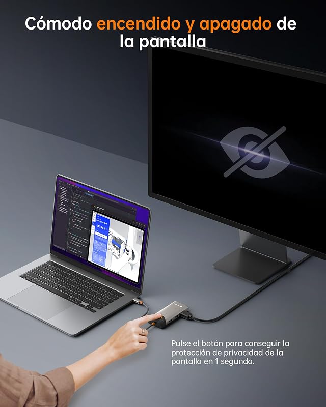 Hub USB C, dock 7-em-1 com 4K@60Hz HDMI, Ethernet de 1Gbps, carregamento PD de 100W, portas USB-A/C de 5Gbps, estação de acoplamento compatível para MacBook, iPad, iPhone, DELL, HP, Surface