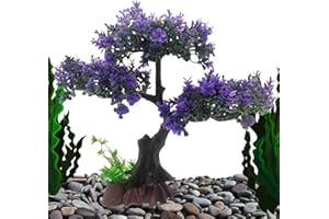 Aquarium Tree - Artificial Fish Tank Decorations | Blossom Tree & Grass Aquarium Decor Set, PVC Plants Decoration for Househo